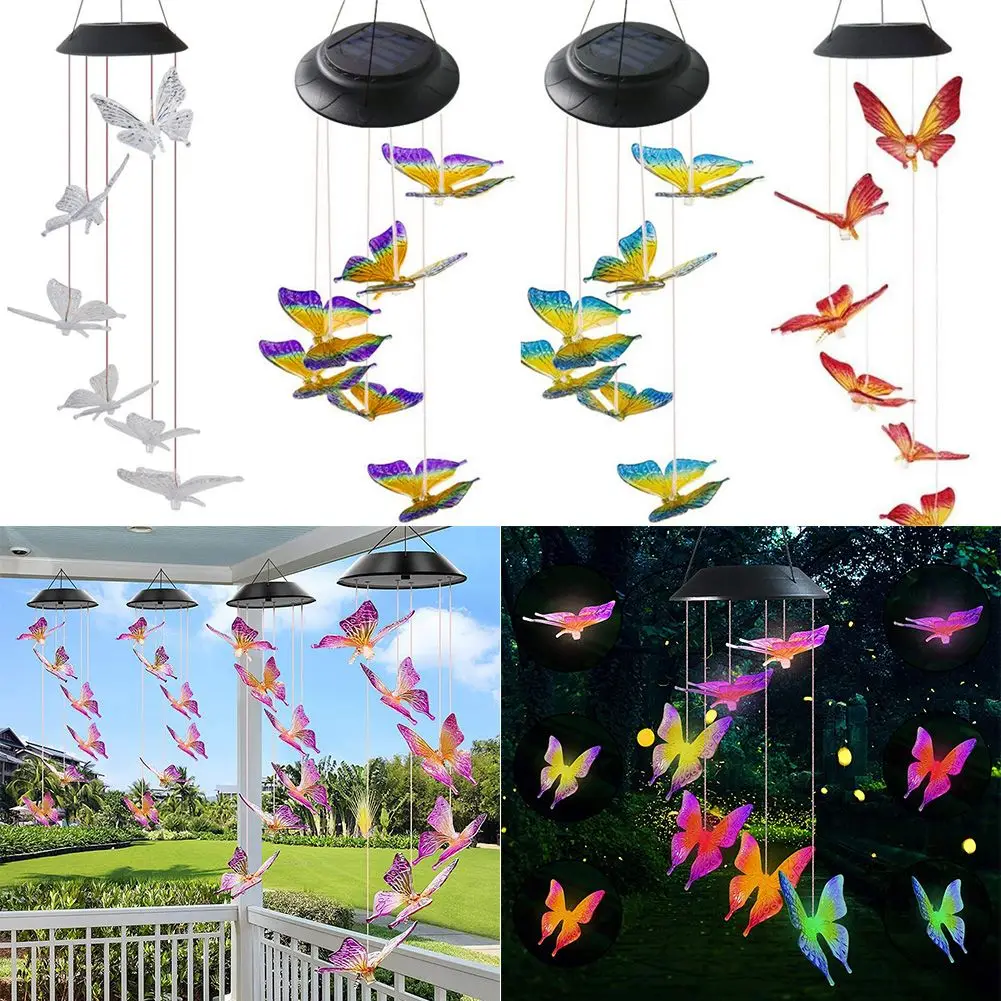 LED Solar Power Wind Chime Butterfly Lights Waterproof Outdoor Windchime Solar Hanging Colour Changing Decor Outdoor Light
LED Solar Power Wind Chime Butterfly Lights Waterproof Outdoor Windchime Solar Hanging Colour Changing Decor Outdoor Light