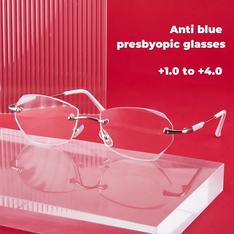 Anti Blue Light High-definition Frameless Presbyopic Glasses Diamond Cut Rimless Reading Eyewear Starlight Sparkling Glasses
Anti Blue Light High-definition Frameless Presbyopic Glasses Diamond Cut Rimless Reading Eyewear Starlight Sparkling Glasses