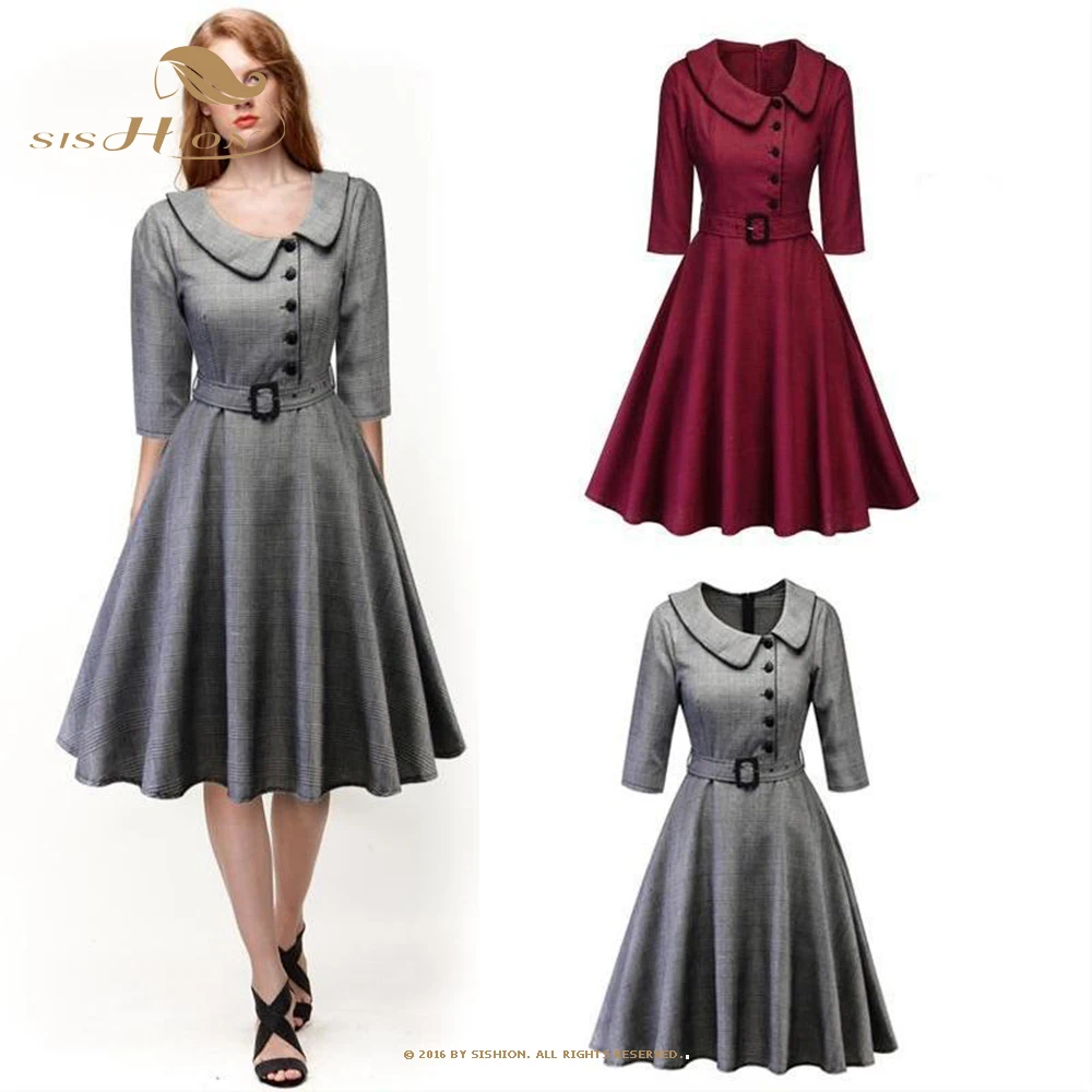 SISHION Retro Vintage A Line Party Plaid Dress Black Red Half Sleeve Elegant 40s 50s 60s Rockabilly Dresses with Belt VD3530
SISHION Retro Vintage A Line Party Plaid Dress Black Red Half Sleeve Elegant 40s 50s 60s Rockabilly Dresses with Belt VD3530