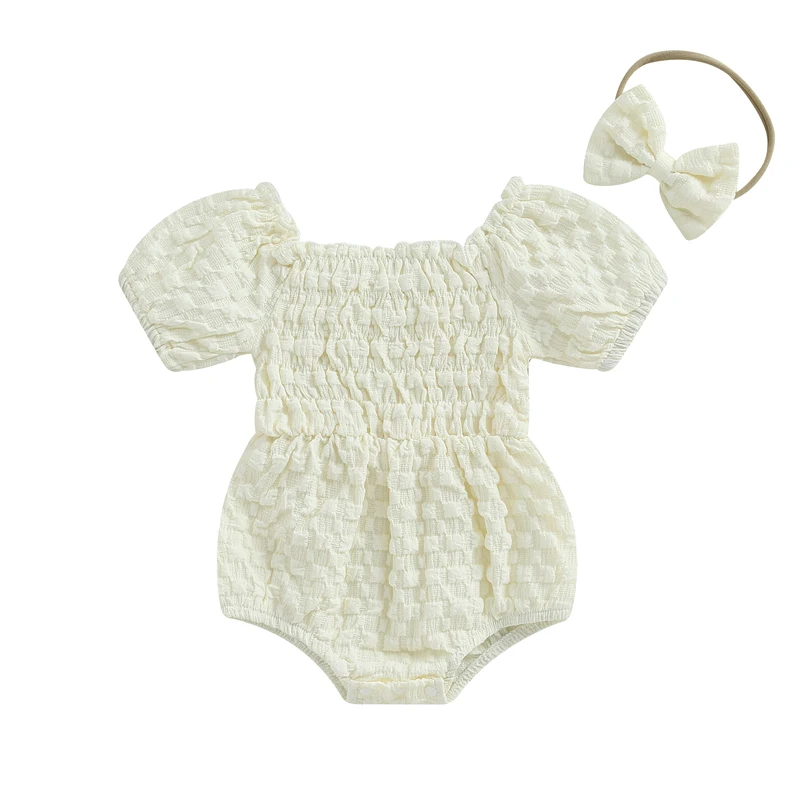 Baby Girls Romper Set Short Sleeve Off-shoulder Bodysuit with Bowknot Headband Summer Outfit
Baby Girls Romper Set Short Sleeve Off-shoulder Bodysuit with Bowknot Headband Summer Outfit