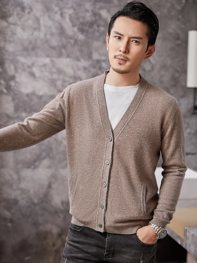 LHZSYY 100% Merino wool Sweater Hot Sale Men's Knitted V Collar Cardigan With Pockets Spring Autumn Winter New Fashion Clothes
LHZSYY 100% Merino wool Sweater Hot Sale Men's Knitted V Collar Cardigan With Pockets Spring Autumn Winter New Fashion Clothes