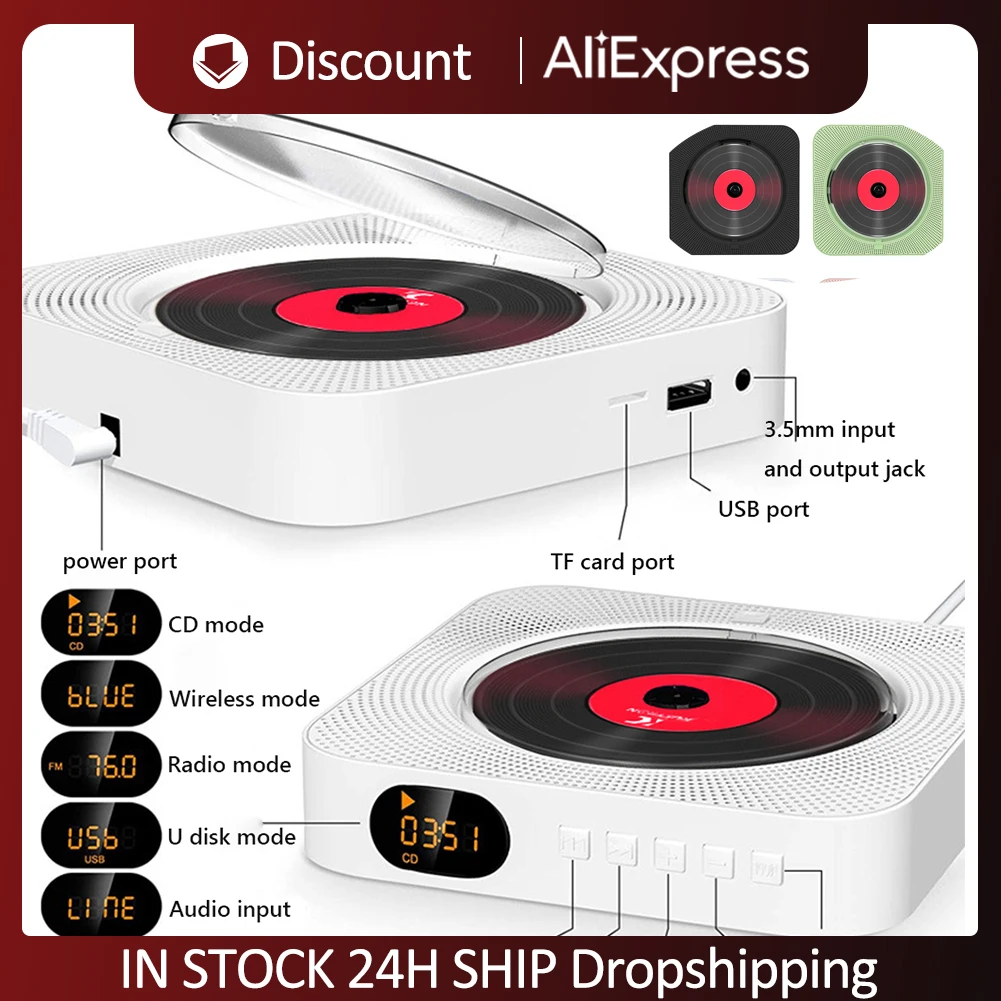 Portable CD Player Bluetooth Speaker Stereo HiFi Music Discs Player CD Walkman with IR Remote Control FM Radio
Portable CD Player Bluetooth Speaker Stereo HiFi Music Discs Player CD Walkman with IR Remote Control FM Radio