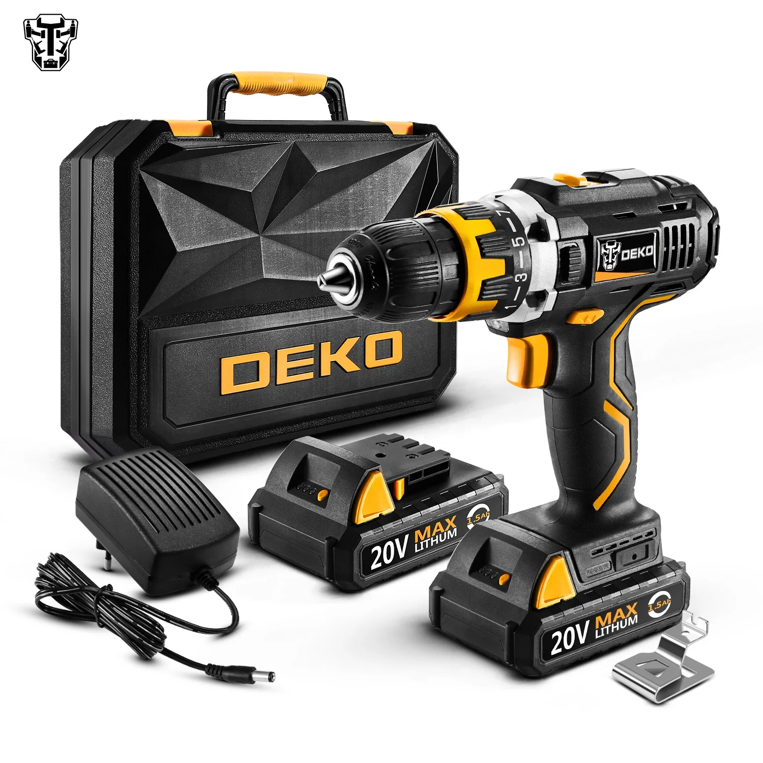DEKO GCD20DU2 SET4 20V Electric Screwdriver Cordless Drill DC Li-Ion Battery 1/2-Inch 2-Speed Max 35mm in Wood Power Drill Set
DEKO GCD20DU2 SET4 20V Electric Screwdriver Cordless Drill DC Li-Ion Battery 1/2-Inch 2-Speed Max 35mm in Wood Power Drill Set
