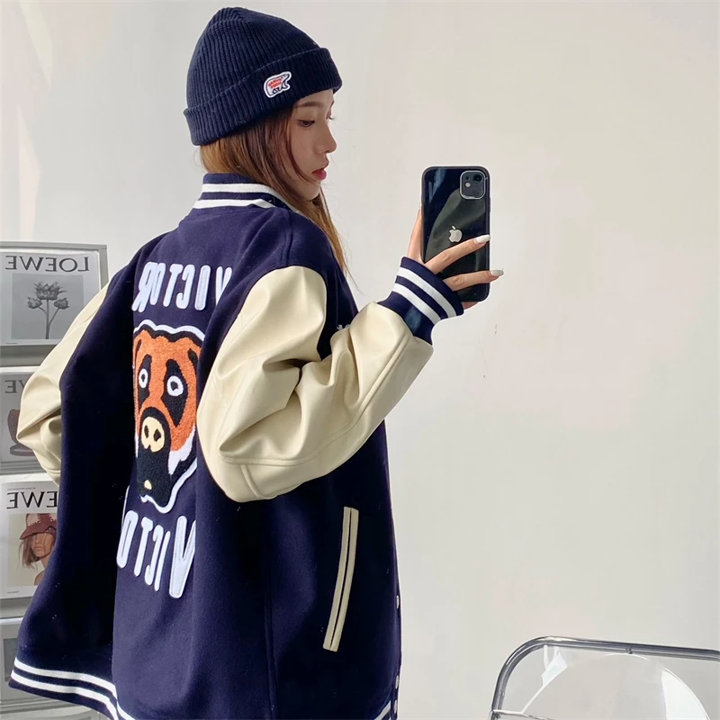 HUMAN MADE Autumn And Winter Japan Dog Head Flocking Vintage Bomber Leather Sleeve Men's And Women's Jackets And Coats
HUMAN MADE Autumn And Winter Japan Dog Head Flocking Vintage Bomber Leather Sleeve Men's And Women's Jackets And Coats