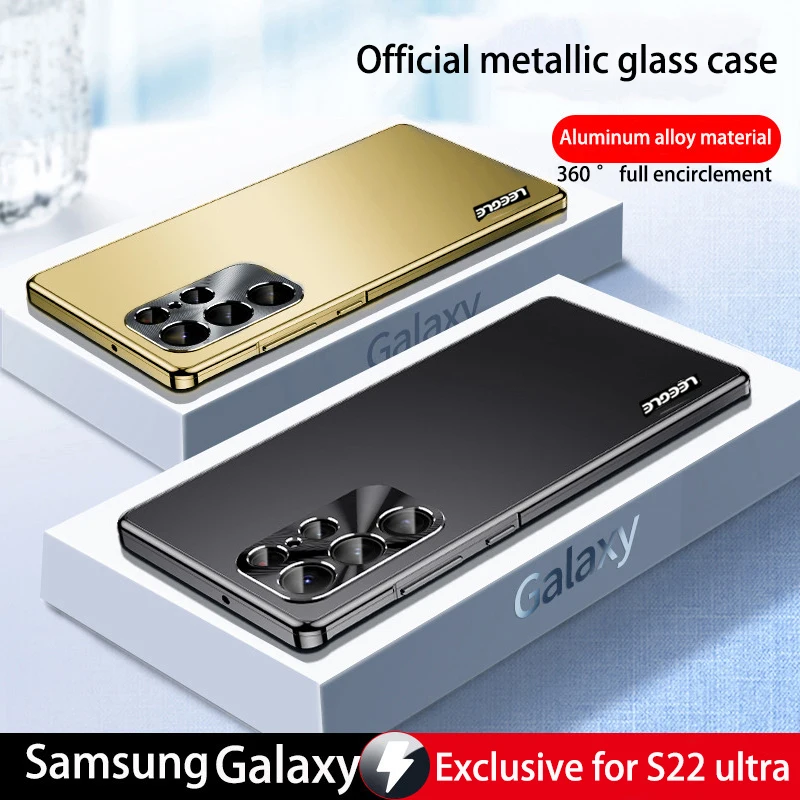 

Металлический магнитный чехол для Samsung Galaxy S22 Ultra 360 °, полноразмерный матовый защитный ультратонкий чехол с защитой от отпечатков пальцев