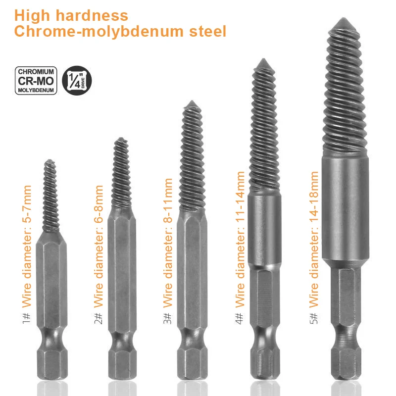 5PCS Hex Screw Extractor Broken Damaged Screws Set Drill BitBroken Screws Extractor Easy Out Bolt Removal Woodworking Tools
5PCS Hex Screw Extractor Broken Damaged Screws Set Drill BitBroken Screws Extractor Easy Out Bolt Removal Woodworking Tools