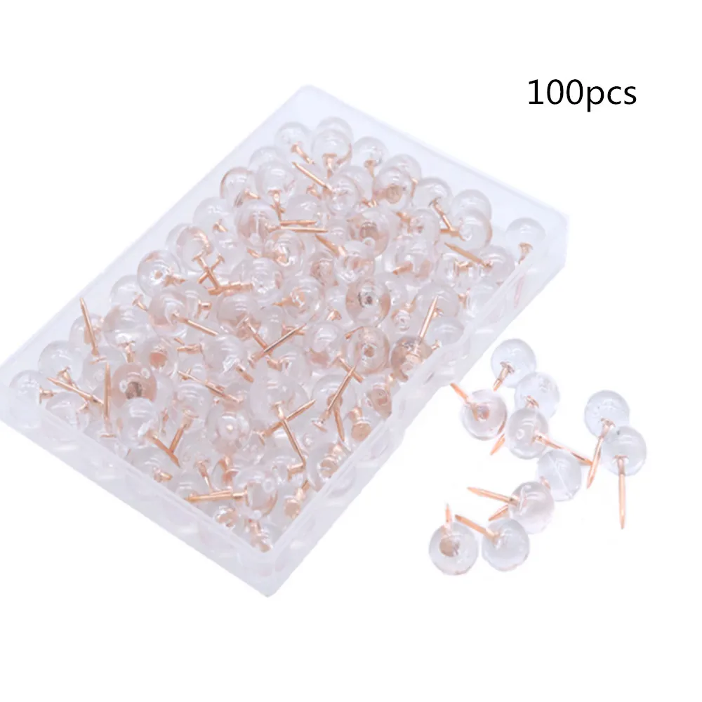 100Pcs/Box Rose Gold Map Thumb Tacks Transparent Plastic Round Head for Maps, Bulletin Boards, Walls, Home
100Pcs/Box Rose Gold Map Thumb Tacks Transparent Plastic Round Head for Maps, Bulletin Boards, Walls, Home