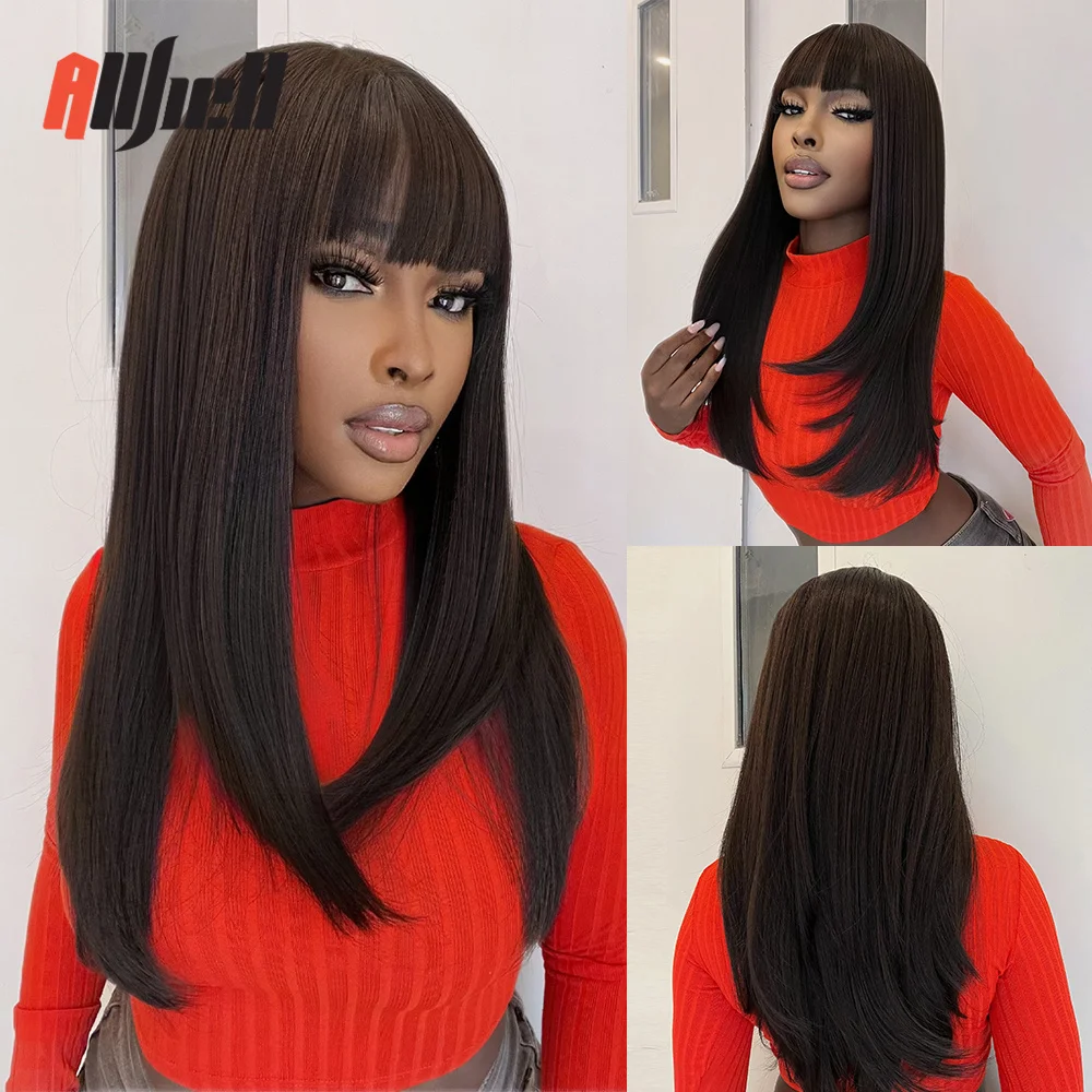 Allbell Long Straight Synthetic Wigs Black Natural Hair Wig with Bangs for Women Afro Daily Cosplay Heat Resistant Fake Hair
Allbell Long Straight Synthetic Wigs Black Natural Hair Wig with Bangs for Women Afro Daily Cosplay Heat Resistant Fake Hair