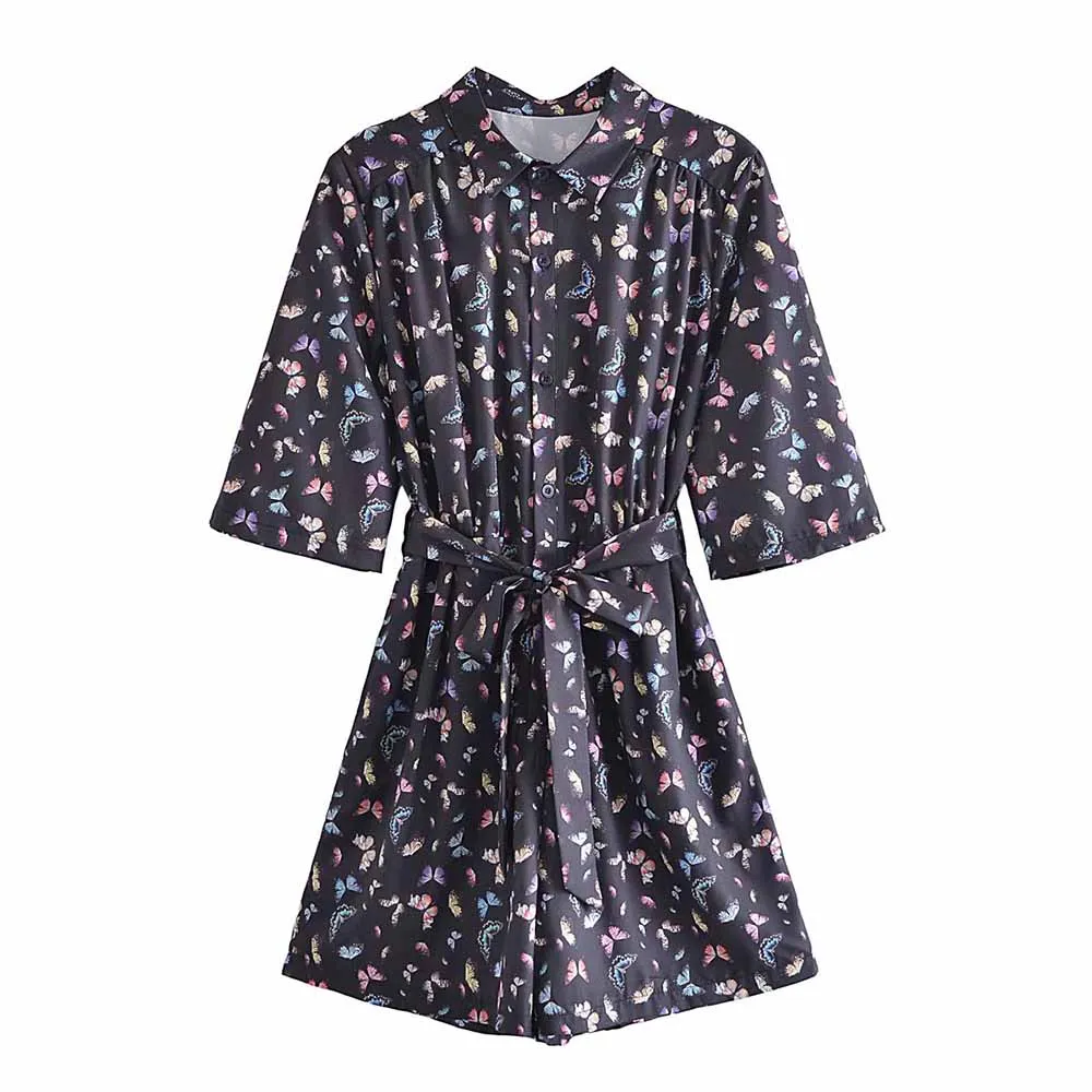 URMASZAWomen 2022 New Chic Fashion small butterfly print Pockets Wide Leg Jumpsuits Vintage With Belt Female Playsuits Mujer
URMASZAWomen 2022 New Chic Fashion small butterfly print Pockets Wide Leg Jumpsuits Vintage With Belt Female Playsuits Mujer