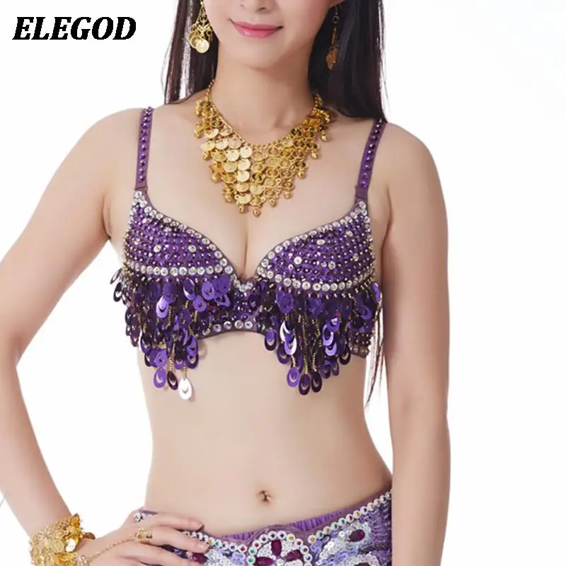 

Women's Sequin Belly Dance Bras Indian Dance Bellydance Grape Bra Sexy Tops Performance Clothes Ladies Belly Dance Accessories