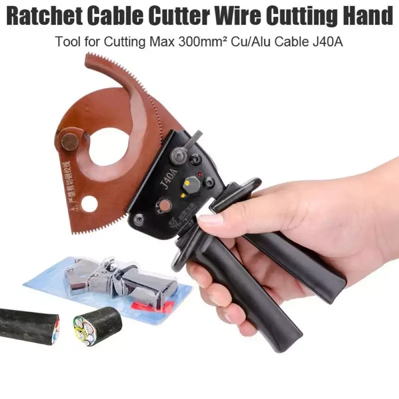 Ratchet Cable Cutter Manganese Steel Wire Cutting Hand Tool for Copper Aluminum Cables Cutting Max 300mm² Cu/Alu Cable J40A
Ratchet Cable Cutter Manganese Steel Wire Cutting Hand Tool for Copper Aluminum Cables Cutting Max 300mm² Cu/Alu Cable J40A