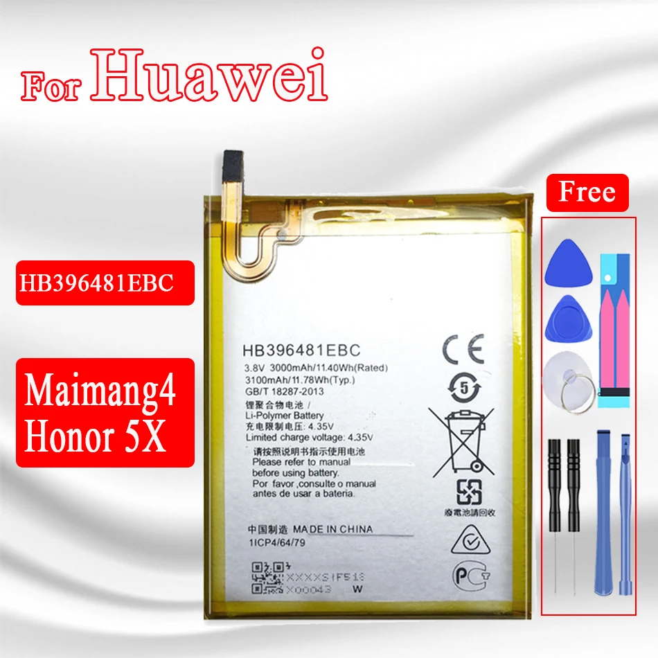 

HB396481EBC 3100mAh Battery for Huawei Honor 5x KIW-L21 L23 L24 GR5 KII-L21 KII-L22 KII-L23 KII-L03 KII-L05 Maimang 4+ Tools