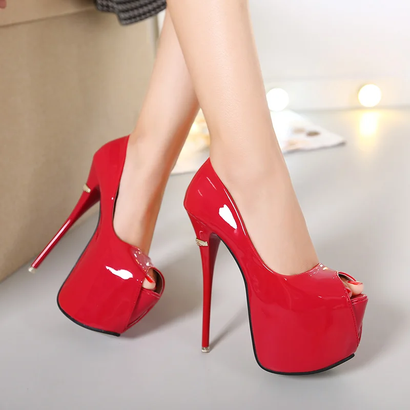 High Metal Heels 16cm Women Pumps Peep Toe Patent Leather Shallow Shoes Sexy Platform Woman Party Shoes 2022
High Metal Heels 16cm Women Pumps Peep Toe Patent Leather Shallow Shoes Sexy Platform Woman Party Shoes 2022