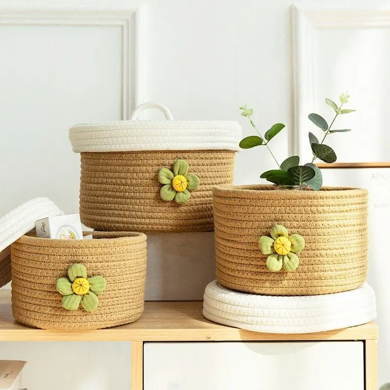Desktop Storage Basket Woven Storage Box Storage Basket With Cover Cotton Thread Storage Basket
Desktop Storage Basket Woven Storage Box Storage Basket With Cover Cotton Thread Storage Basket