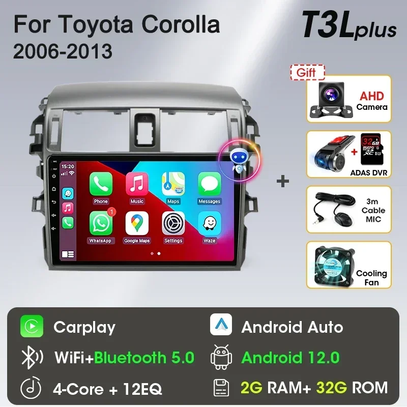 Srnubi Android 13 Carplay для Toyota Corolla E140 E150 2006-2013 Автомобильный радиоприемник Мультимедийный плеер 2 Din GPS Стерео IPS DVD Колонки
Srnubi Android 13 Carplay для Toyota Corolla E140 E150 2006-2013 Автомобильный радиоприемник Мультимедийный плеер 2 Din GPS Стерео IPS DVD Колонки