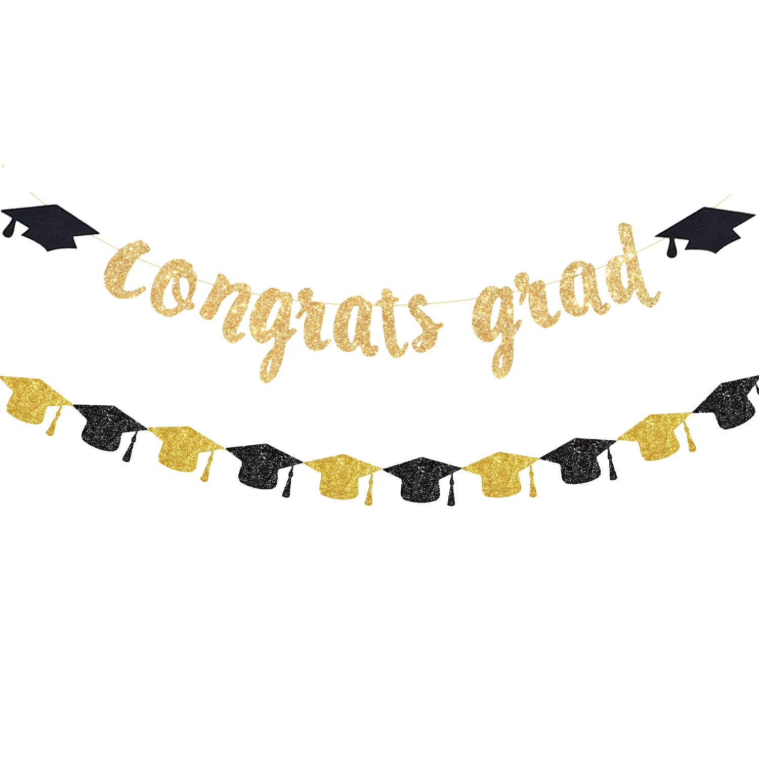 

Блестящие поздравления, градиентный баннер, черная Золотая крышка на выпускной, гирлянда, баннер, класс 2023, поздравления, выпускной, украшения вечерние