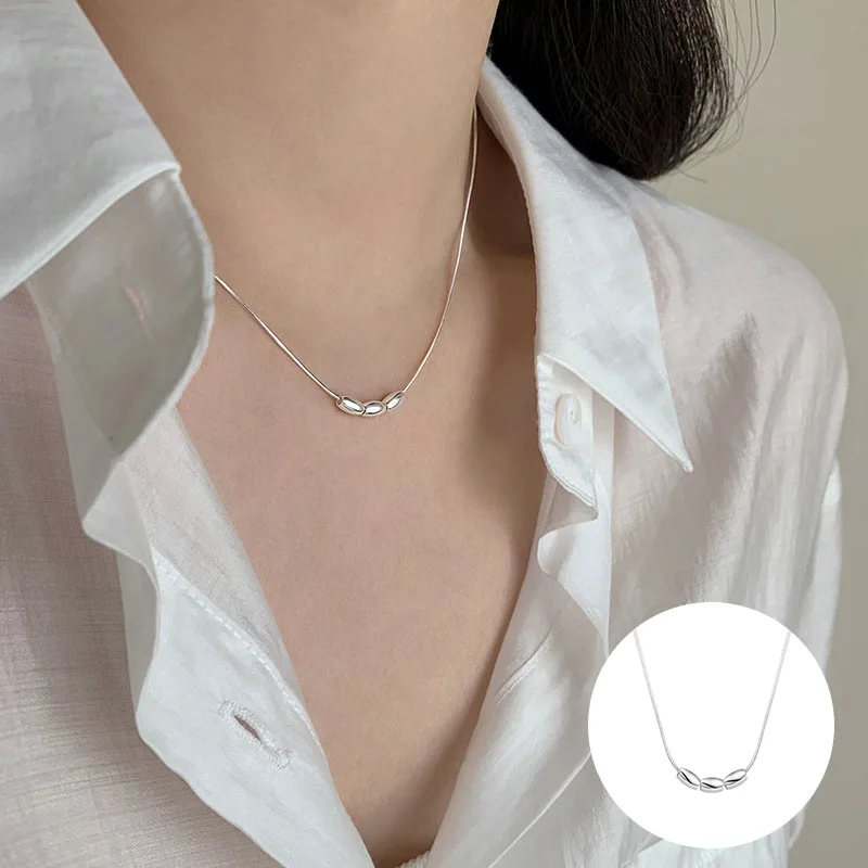 100% 925 Sterling Silver Geometric Necklace for Women Girl Simple Fashion Design Rice Grains Jewelry Birthday Gift Dropshipping
100% 925 Sterling Silver Geometric Necklace for Women Girl Simple Fashion Design Rice Grains Jewelry Birthday Gift Dropshipping