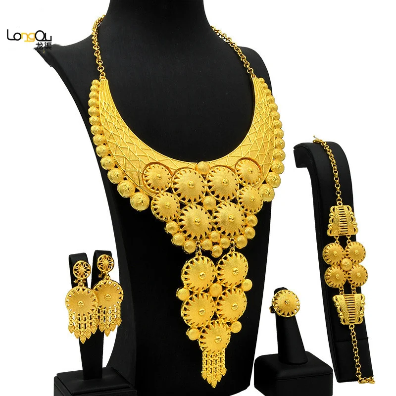 Dubai Big Luxury African Gold Color Jewelry Necklace Sets For Saudi Women Africa Bridal Wedding Sets 2023 New Jewellery Gifts
Dubai Big Luxury African Gold Color Jewelry Necklace Sets For Saudi Women Africa Bridal Wedding Sets 2023 New Jewellery Gifts