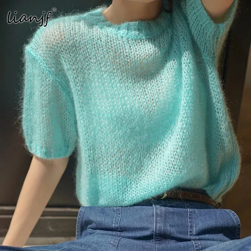 Summer Sweet Knitted O-neck Hollow Short Sleeve Pullover Solid Women Sweater Sexy Hot Pink Sweater High Quality Sweater Oversize
Summer Sweet Knitted O-neck Hollow Short Sleeve Pullover Solid Women Sweater Sexy Hot Pink Sweater High Quality Sweater Oversize