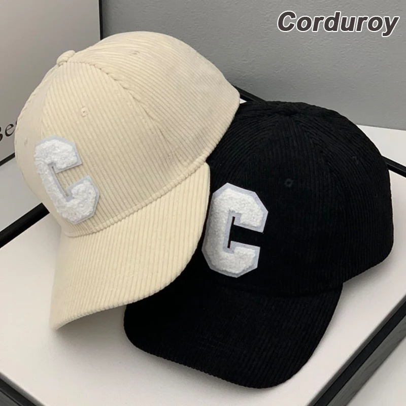 

Winter Corduroy Baseball Caps Men Women Kpop Letter C Autumn Warm Plush Hat Casual Sports Sun Hats Gorras Hombre Snapback Cap