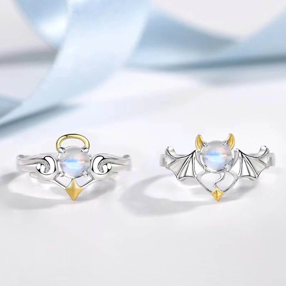 Fashion Angel Devil Moonstone Couple Rings For Women Man Engagement Matching Ring Silver Color Moonstone Lover Jewelry Ring Gift
Fashion Angel Devil Moonstone Couple Rings For Women Man Engagement Matching Ring Silver Color Moonstone Lover Jewelry Ring Gift