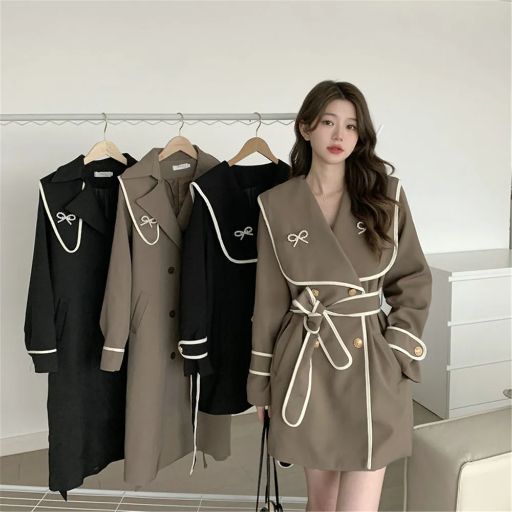 Korea Women Autumn Winter Black Loose Long Coat Jacket Belt Double Breasted Overcoat Lapel Cardigan Outerwear
Korea Women Autumn Winter Black Loose Long Coat Jacket Belt Double Breasted Overcoat Lapel Cardigan Outerwear