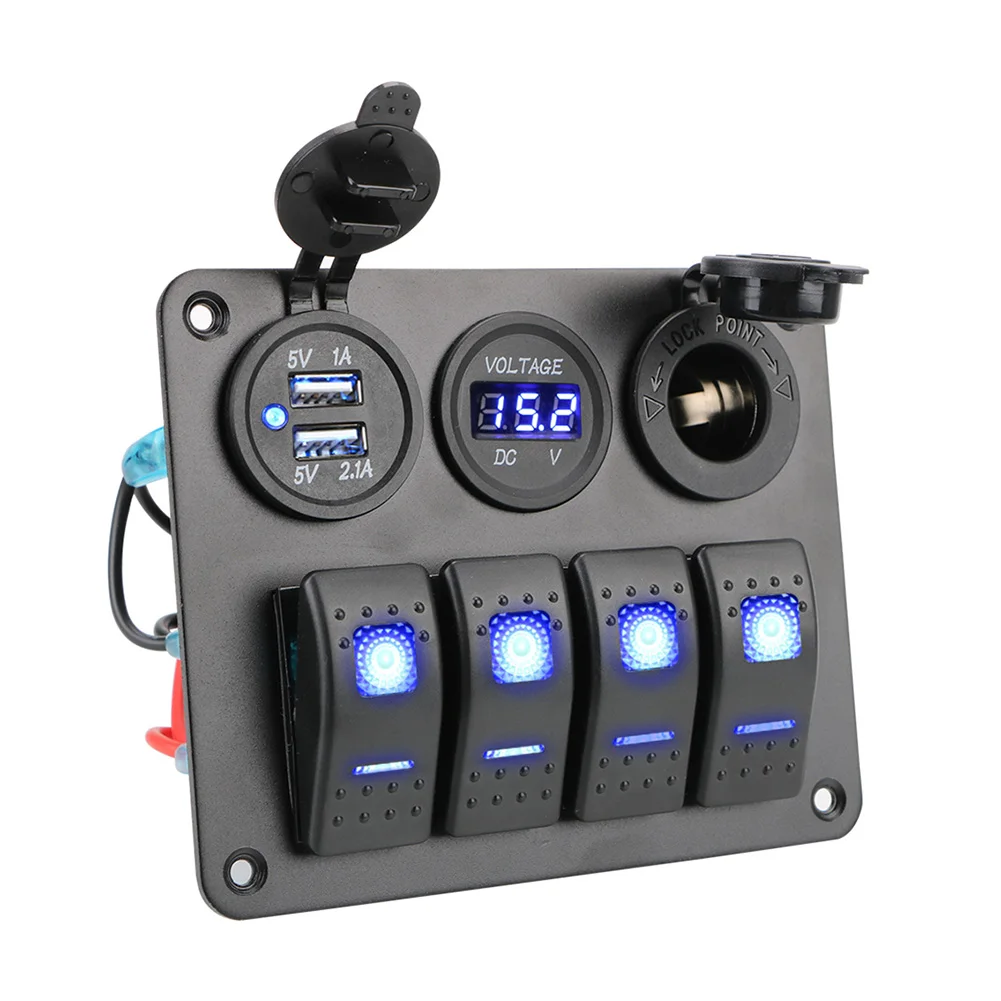 4 Gang Dual LED Marine Boat Rocker Switch Panel for Truck Boat Car Switch Panel Lighter Socket Circuit Breaker
4 Gang Dual LED Marine Boat Rocker Switch Panel for Truck Boat Car Switch Panel Lighter Socket Circuit Breaker