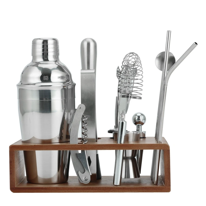 13 Piece Barware Tool Sets, Professional Cocktail Shakers Set Stainless Steel Bar Tools With Bamboo Stand
13 Piece Barware Tool Sets, Professional Cocktail Shakers Set Stainless Steel Bar Tools With Bamboo Stand