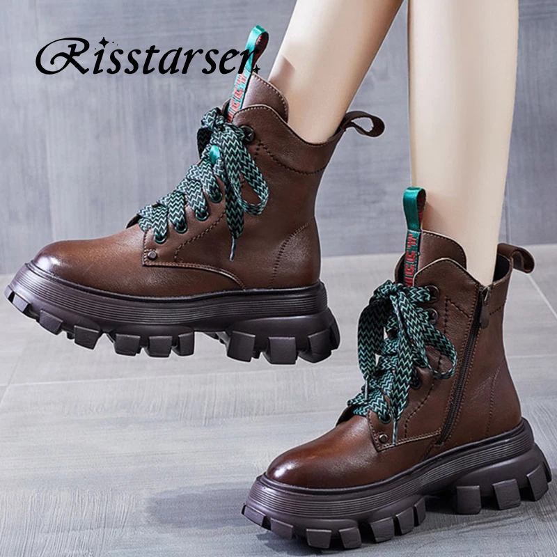 Risstarser Women Ankle Boots PU Leather Retro Women Short Boots On Platform Warm Plush Lace-up Female Mid-Culf Boots Winter
Risstarser Women Ankle Boots PU Leather Retro Women Short Boots On Platform Warm Plush Lace-up Female Mid-Culf Boots Winter