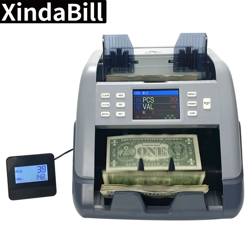 

xindabill Multi-currency Money/Bill/Banknote Mix Value Counter Machine with CIS Recognition Money Detector XD-2500