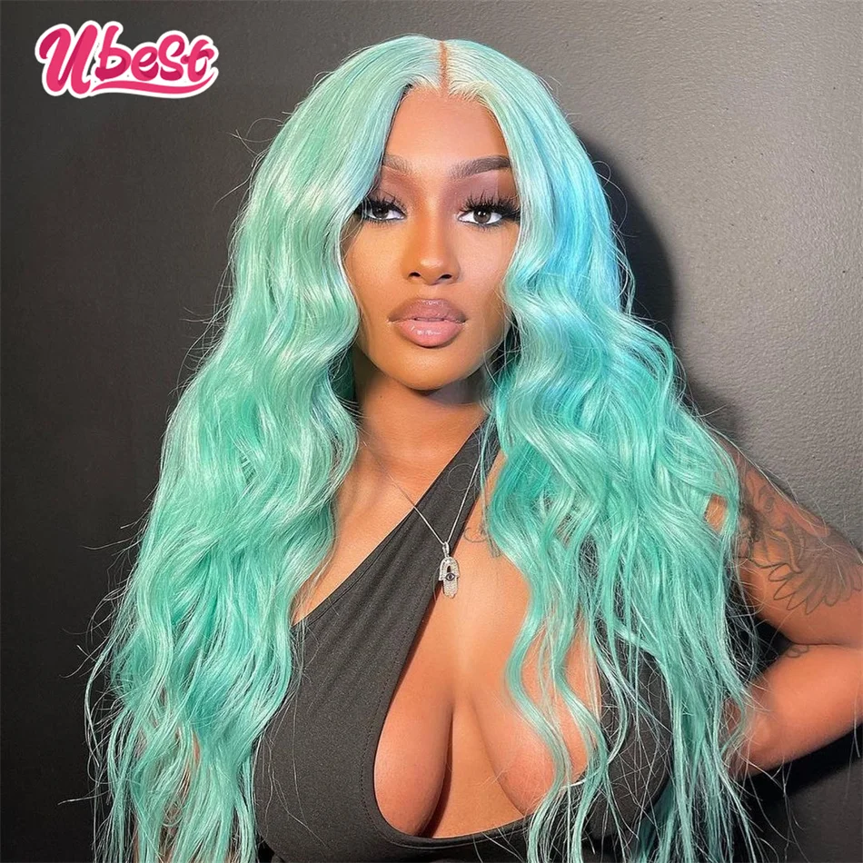613 Wig Ombre Mint Green Colored Wave 13x4 Lace Front Wig Human Hair Wigs For Woman Virgin Brazilian Preplcuked 180% Density
613 Wig Ombre Mint Green Colored Wave 13x4 Lace Front Wig Human Hair Wigs For Woman Virgin Brazilian Preplcuked 180% Density
