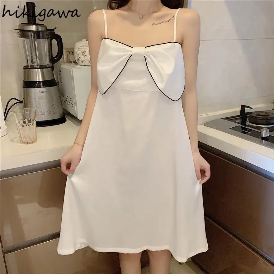 Sleepwear Women Summer Thin Ice Silk Suspender Nightdress Woman Sweet Bow Loose Home Service Clothes Korean Nightgowns Robe
Sleepwear Women Summer Thin Ice Silk Suspender Nightdress Woman Sweet Bow Loose Home Service Clothes Korean Nightgowns Robe