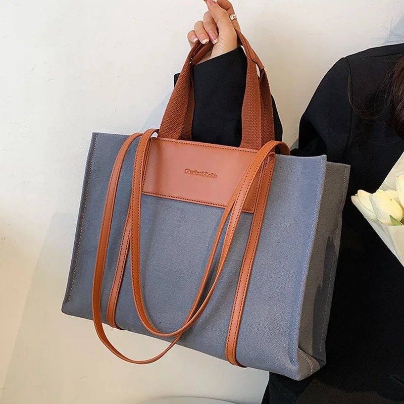 

Высококачественные холщовые женские сумки из кожи, большие сумки на плечо для женщин, 2023 вместительные дамские сумочки, кошельки, сумка для покупок