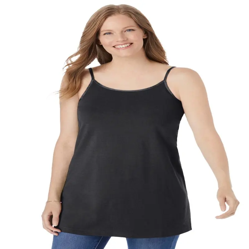 Женский размера плюс Satin-Trim Longline Cami Top 
Женский размера плюс Satin-Trim Longline Cami Top