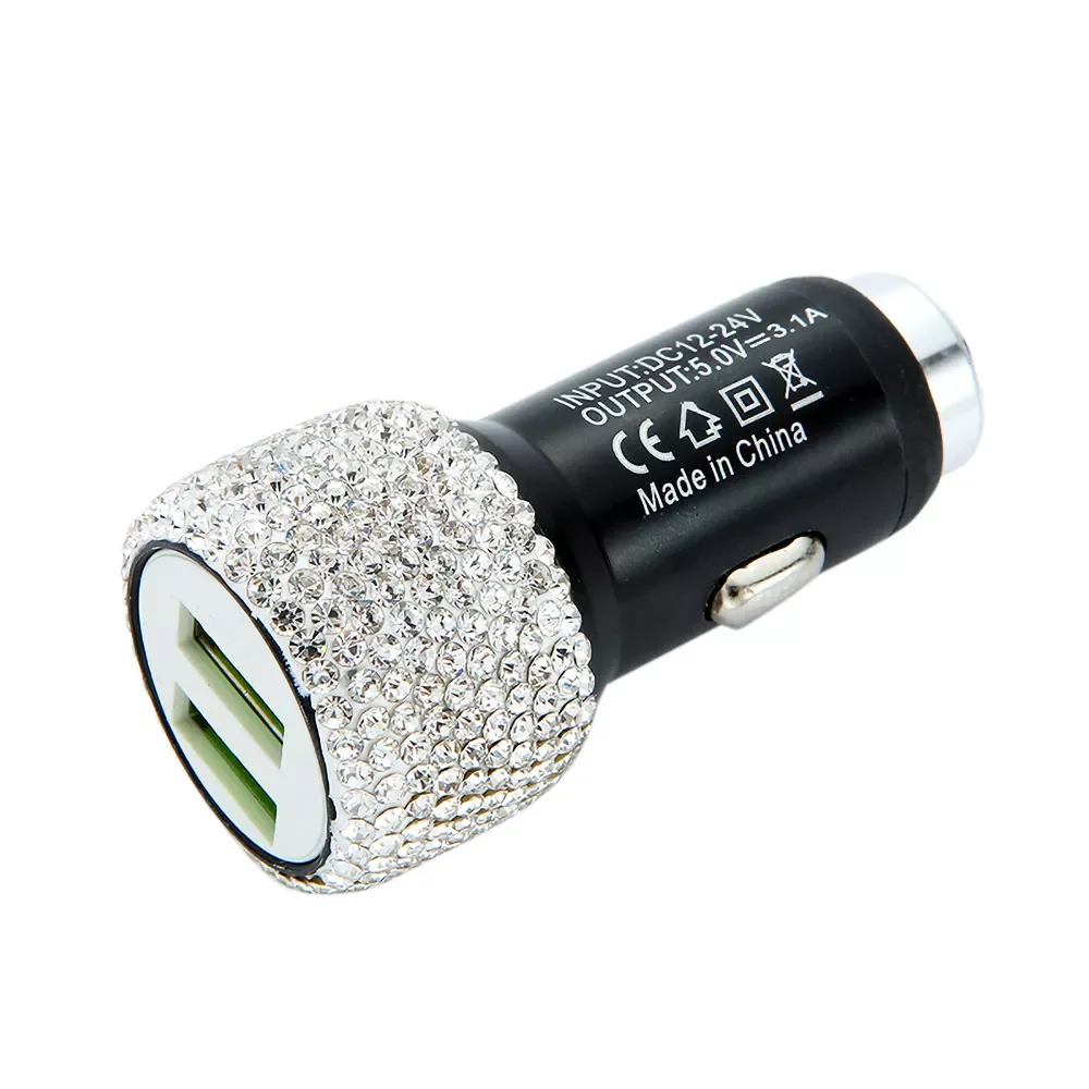 Dual USB Port Fast Charging Car Charger With Bling Handmade Rhinestones Crystal Decorations Suitable For iPhone iPad Pro Xiaomi
Dual USB Port Fast Charging Car Charger With Bling Handmade Rhinestones Crystal Decorations Suitable For iPhone iPad Pro Xiaomi