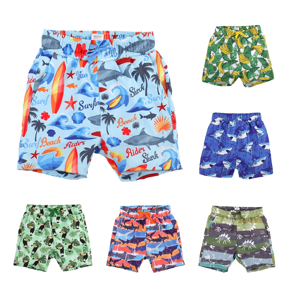 

Летние шорты для маленьких мальчиков, быстросохнущие пляжные шорты с мультяшным рисунком для детей, дышащие детские купальники для плавания и активного отдыха