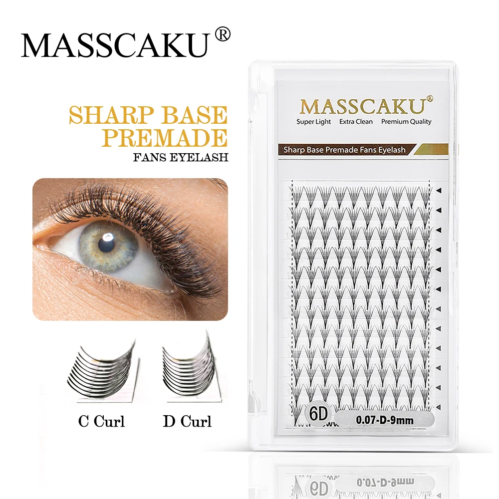 

MASSCAKU Premade Volume Fans Short Stem 3d/4d/5d/6d Russian Eyelash Extension Mink Eyelash Extension All Size Lashes Tray