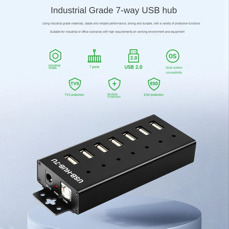 Industrial Grade 7-Port USB HUB USB2.0 Multi Interface HUB Docking Station Converter Expansion Adapter
Industrial Grade 7-Port USB HUB USB2.0 Multi Interface HUB Docking Station Converter Expansion Adapter