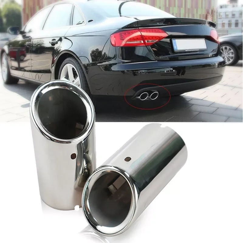 

Car Stainless Steel Chrome Exhaust Headers Tip Pipe Tail Rear Muffler Pipe for Audi A4 B8 A4L Q5 2007-2014 Car Accessories