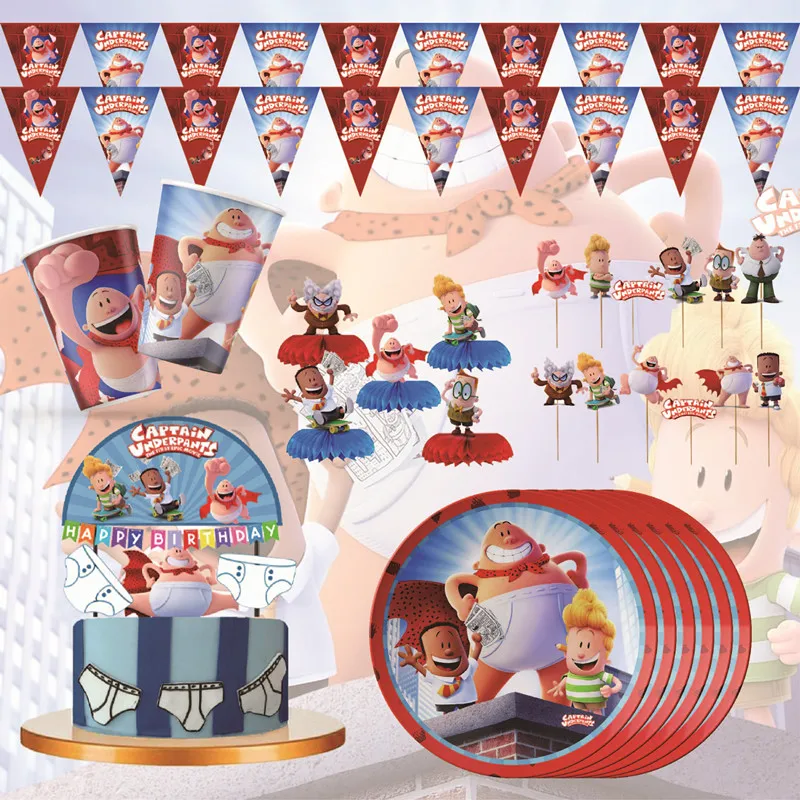 Game Captain underpant Birthday theme party Decoration supplies Party Set Paper Cup Plate Gift Bag Napkin Flag Topper Gifts Toys
Game Captain underpant Birthday theme party Decoration supplies Party Set Paper Cup Plate Gift Bag Napkin Flag Topper Gifts Toys