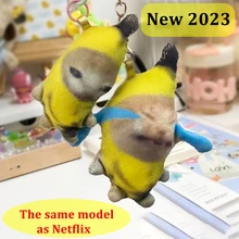 2023 Happy Banana Cat Pendant Keychain Funny Resin Lanyard Small Link Chain Maxwell Cat Keychain Student Gift Bag Accessories