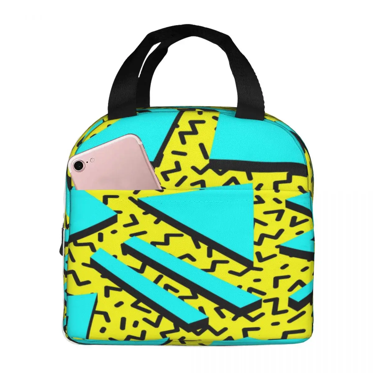 Retro Memphis Style Cooler Bag Portable Zipper Thermal Lunch Bag Convenient Lunch Box Tote Food Bag
Retro Memphis Style Cooler Bag Portable Zipper Thermal Lunch Bag Convenient Lunch Box Tote Food Bag