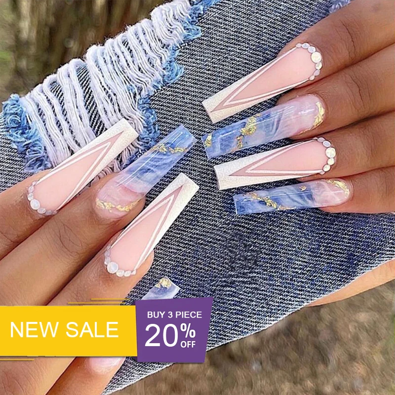 24Pcs Golden Line Manicure Fake Nails Long Ballerina V Shape Wearable Coffin False Rhinestone Full Cover Nail Press On Nails
24Pcs Golden Line Manicure Fake Nails Long Ballerina V Shape Wearable Coffin False Rhinestone Full Cover Nail Press On Nails