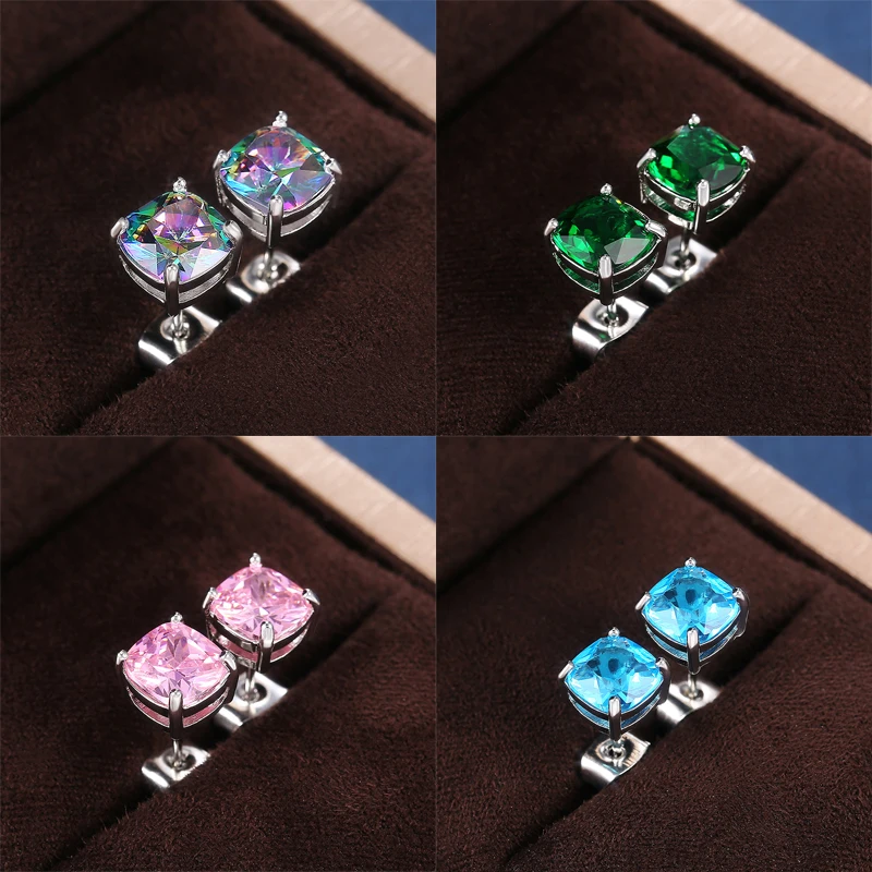 New Luxury Solitaire Cubic Zirconia Stud Earrings 5 Colors Dazzling CZ Simple Versatile Women Wedding Band Earring Jewelry
New Luxury Solitaire Cubic Zirconia Stud Earrings 5 Colors Dazzling CZ Simple Versatile Women Wedding Band Earring Jewelry