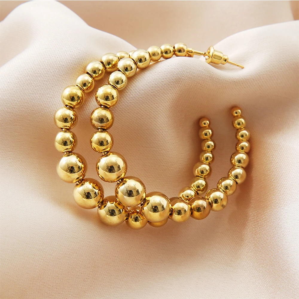 New Big Circle Beaded Metal Alloy Hoop Earrings for Women Vintage Fashion Statement Gold Punk Charm Earrings Party Ear Jewelry
New Big Circle Beaded Metal Alloy Hoop Earrings for Women Vintage Fashion Statement Gold Punk Charm Earrings Party Ear Jewelry