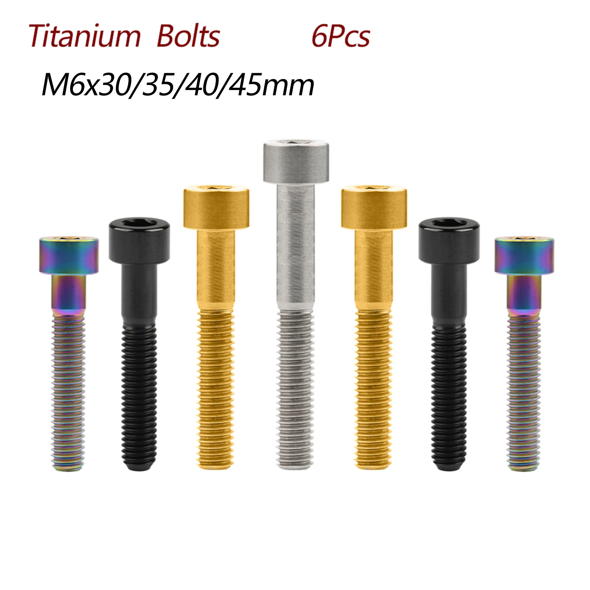 

Wanyifa Titanium Bolts M6x30/35/40/45mm DIN912 Allen Cylindrical Head Screws for MTB or Motorcycle Accessories Fasteners 6Pcs