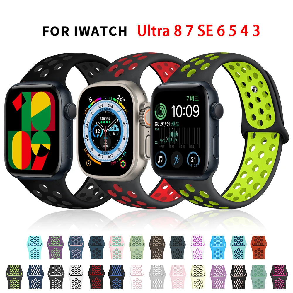 Silicone Strap for apple watch band 44mm 45mm Ultra 49mm 41mm 40mm 38mm 42mm 45 mm Sport Bracelet iWatch series 7 3 4 5 6 SE 8
Silicone Strap for apple watch band 44mm 45mm Ultra 49mm 41mm 40mm 38mm 42mm 45 mm Sport Bracelet iWatch series 7 3 4 5 6 SE 8