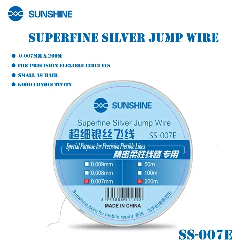 Ultra-Fine Silver Wire Fly Line SUNSHINE SS-007E Linprecision Flexible Circuit Dedicated 0.007mm Superfine Silver Jump Wire Line
Ultra-Fine Silver Wire Fly Line SUNSHINE SS-007E Linprecision Flexible Circuit Dedicated 0.007mm Superfine Silver Jump Wire Line