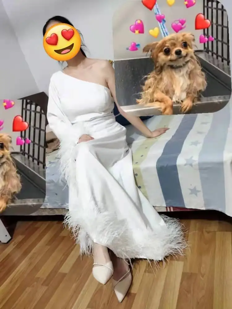 Long One Shoulder Ivory Crepe Evening Dress With Feathers فساتين السهرة Sheath Floor Length Prom Dress Robe de soirée for Women
Long One Shoulder Ivory Crepe Evening Dress With Feathers فساتين السهرة Sheath Floor Length Prom Dress Robe de soirée for Women