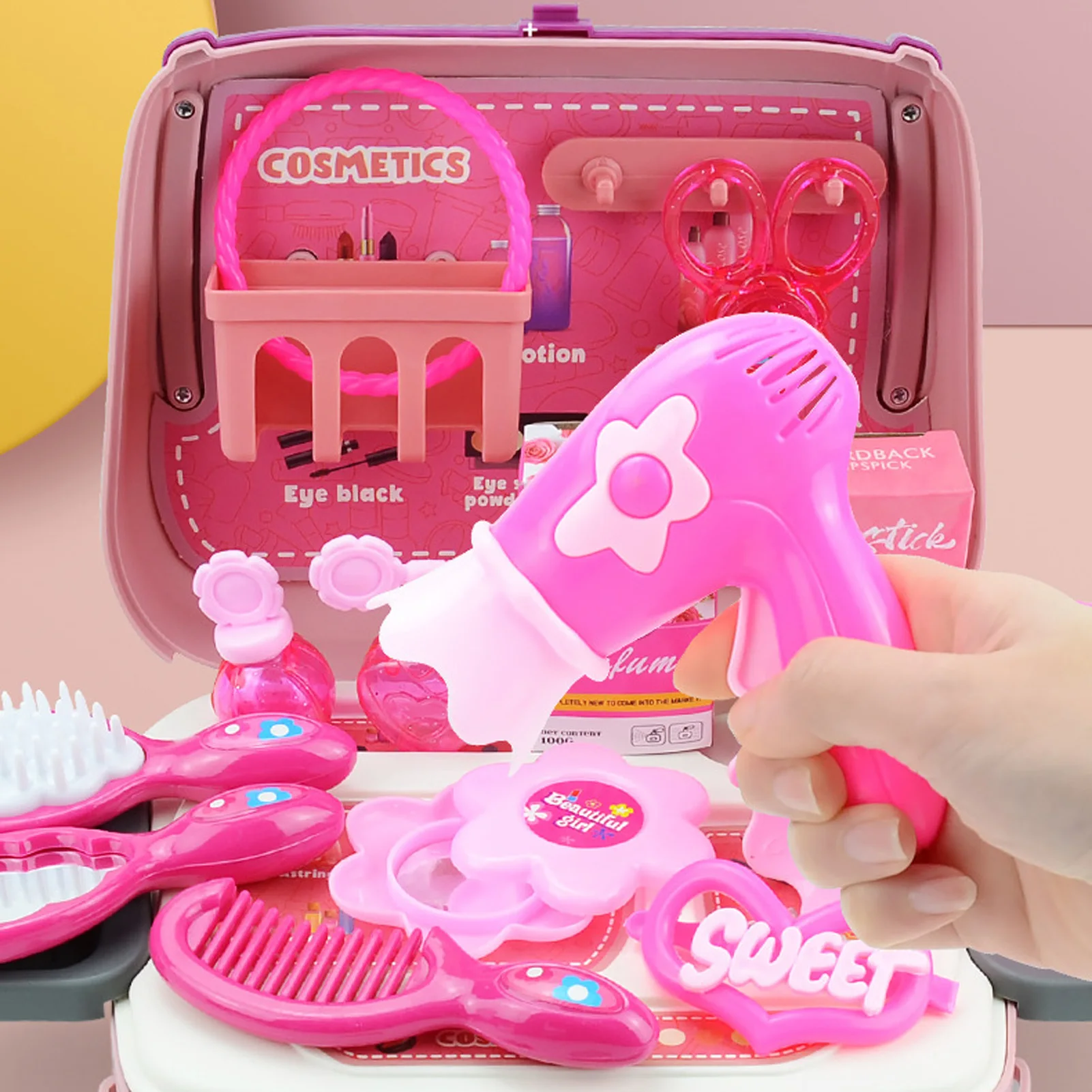 Hair Salon Toys for Girls Kid Pretend Makeup 24pcs Girls Dress Up Set for Girls Hair Dressing Up Kit Vanity Case with Hairdryer
Hair Salon Toys for Girls Kid Pretend Makeup 24pcs Girls Dress Up Set for Girls Hair Dressing Up Kit Vanity Case with Hairdryer